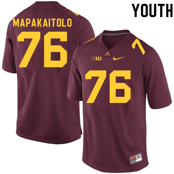Youth #76 Saia Mapakaitolo Minnesota Golden Gophers College Football Jerseys Sale-Maroon